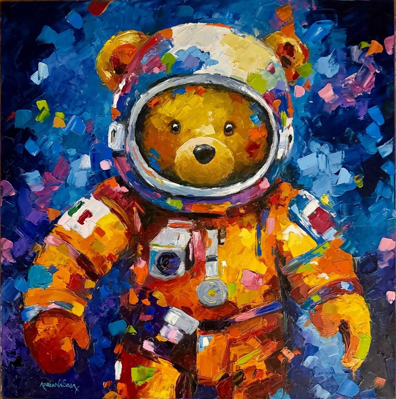 Colección Teddy "Universo". Óleo sobre tela, técnica empaste 30 x 30 cm.