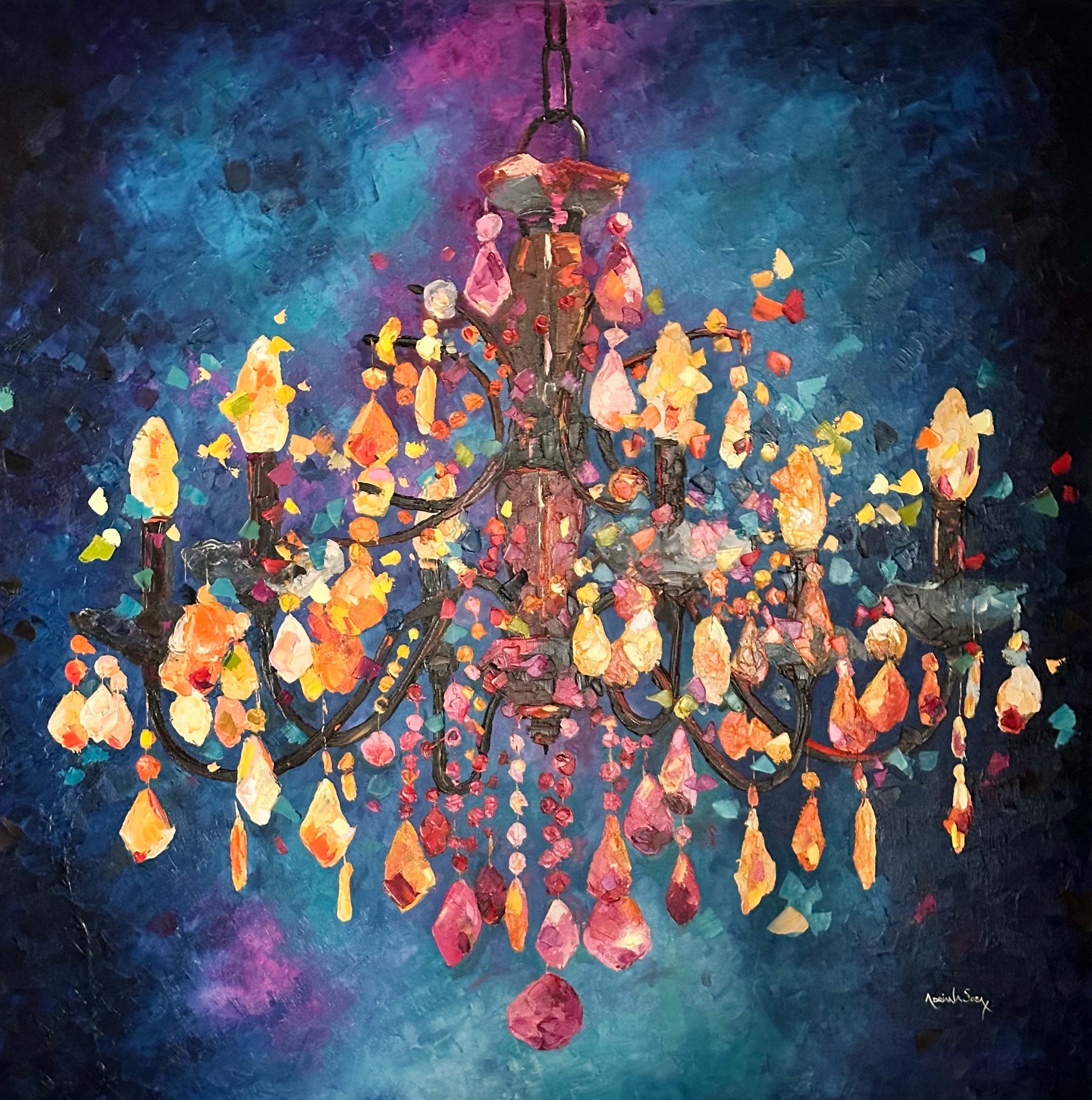 "Luz a color". Óleo sobre tela, técnica empastes, 100x100 cm. 