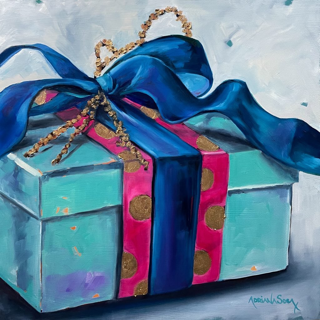 "Regalo Sorpresa". Óleo sobre madera 30 x 30 cm.