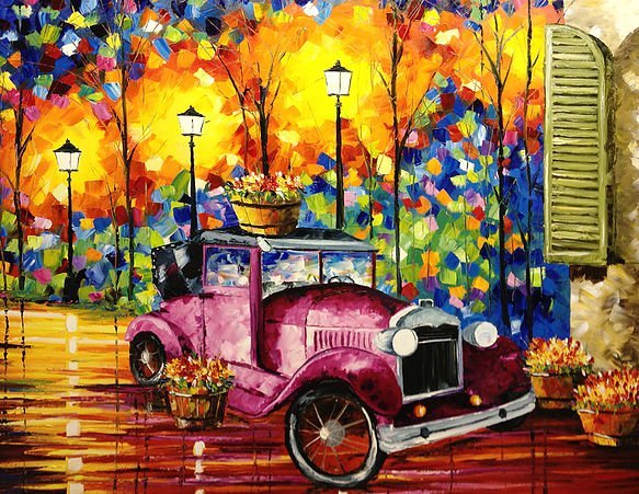 "Quién trajo las flores". Óleo sobre tela, técnica espátula 120 x 100 cm.