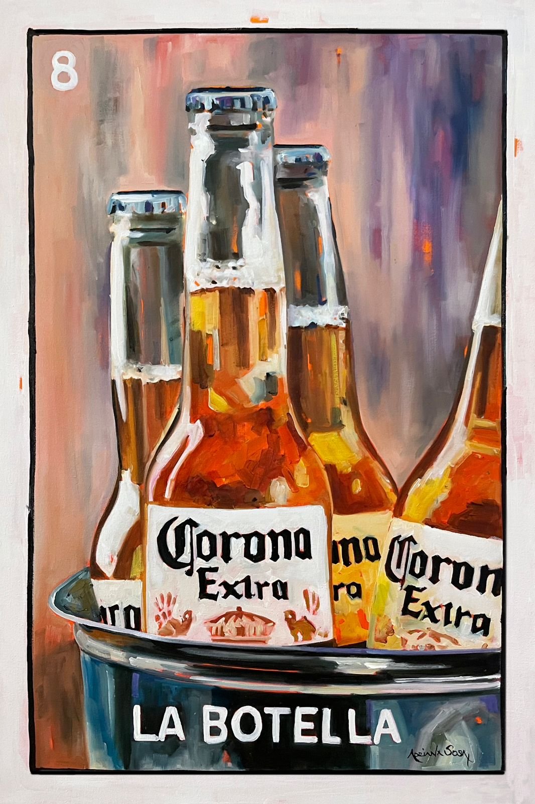 Colección Lotería "La Botella". Óleo sobre tela 80 x 120 cm.