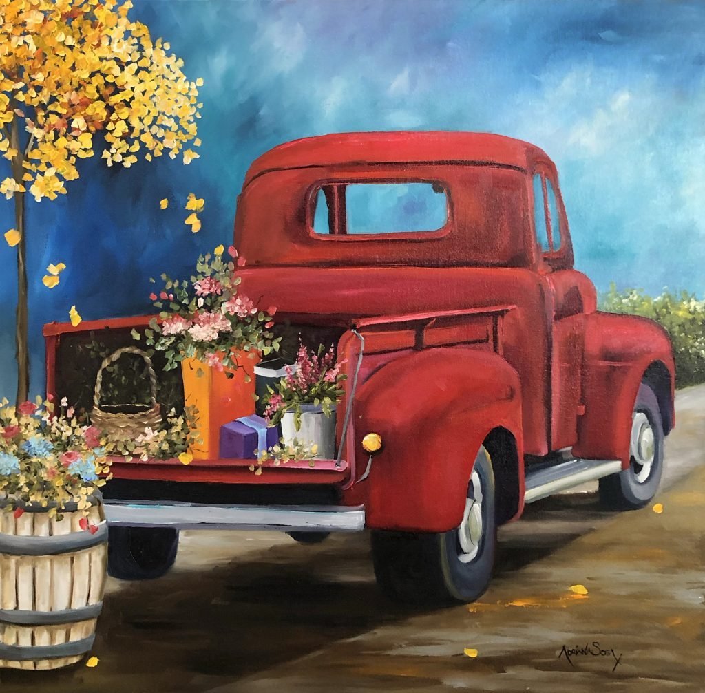 "En el Campo" Óleo sobre tela 60 x 60 cm.