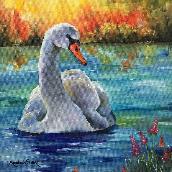 "Cisne" Óleo sobre tela 30 x 30 cm.