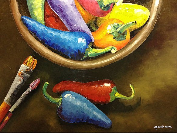 "Colores de mi corazón". Óleo sobre tela, técnica espátula 100 x 80 cm.
