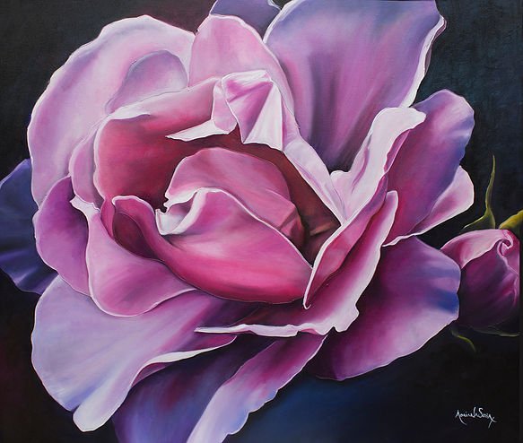 Colección: Jardín secreto. "Rosa viva" 120 x 100 cm.