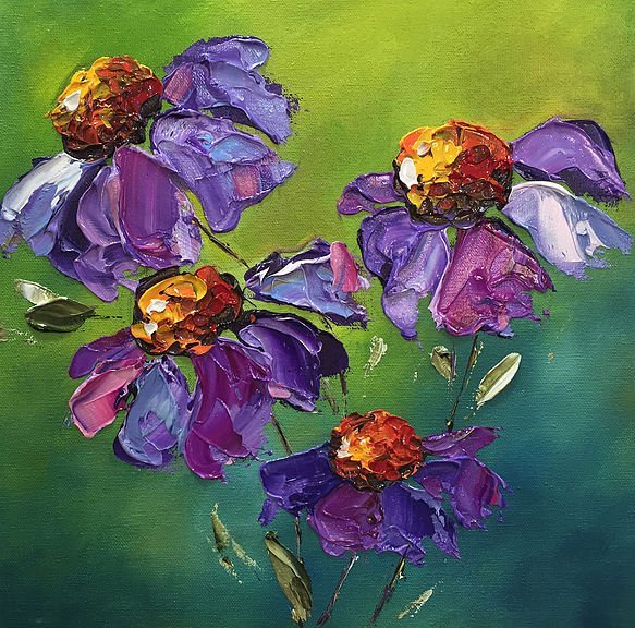 "Ena_morada". Óleo sobre tela, técnica espátula 20 x 20 cm.