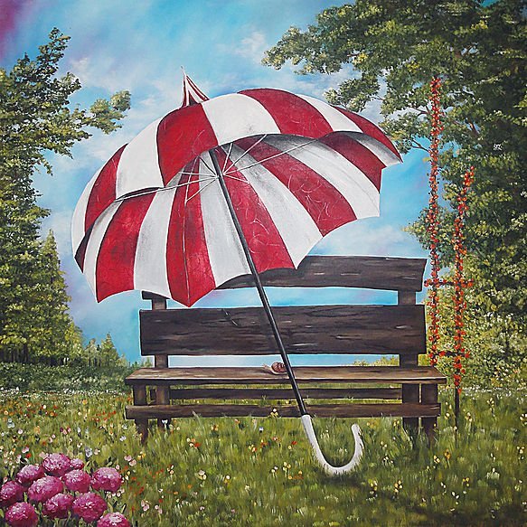 "Sombrilla" Óleo sobre tela 100 x 100 cm.
