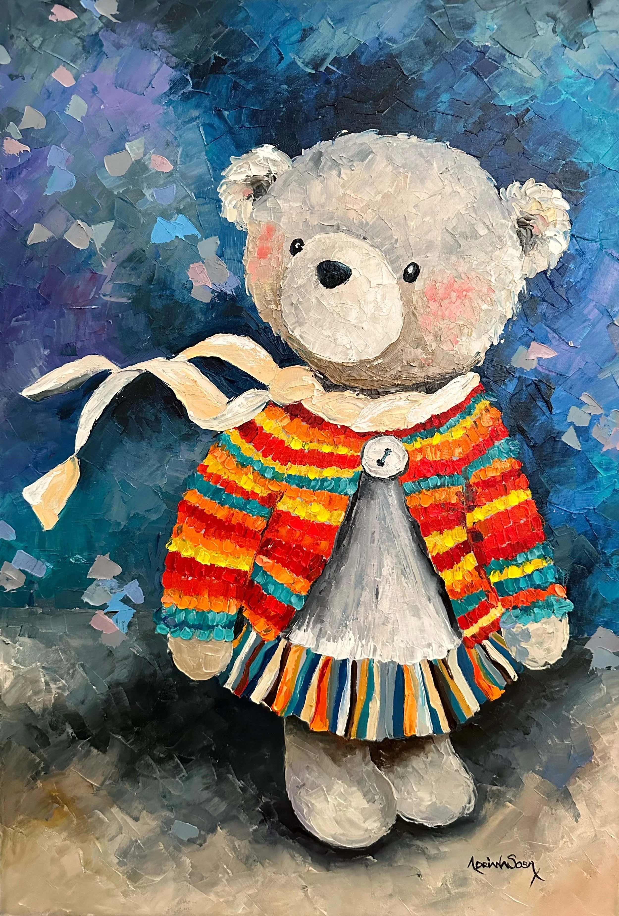 "Coqueta". Óleo sobre tela, técnica empastes, 40x60 cm. 