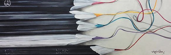 "Colores a la obra". Óleo sobre tela 20 x 60 cm.