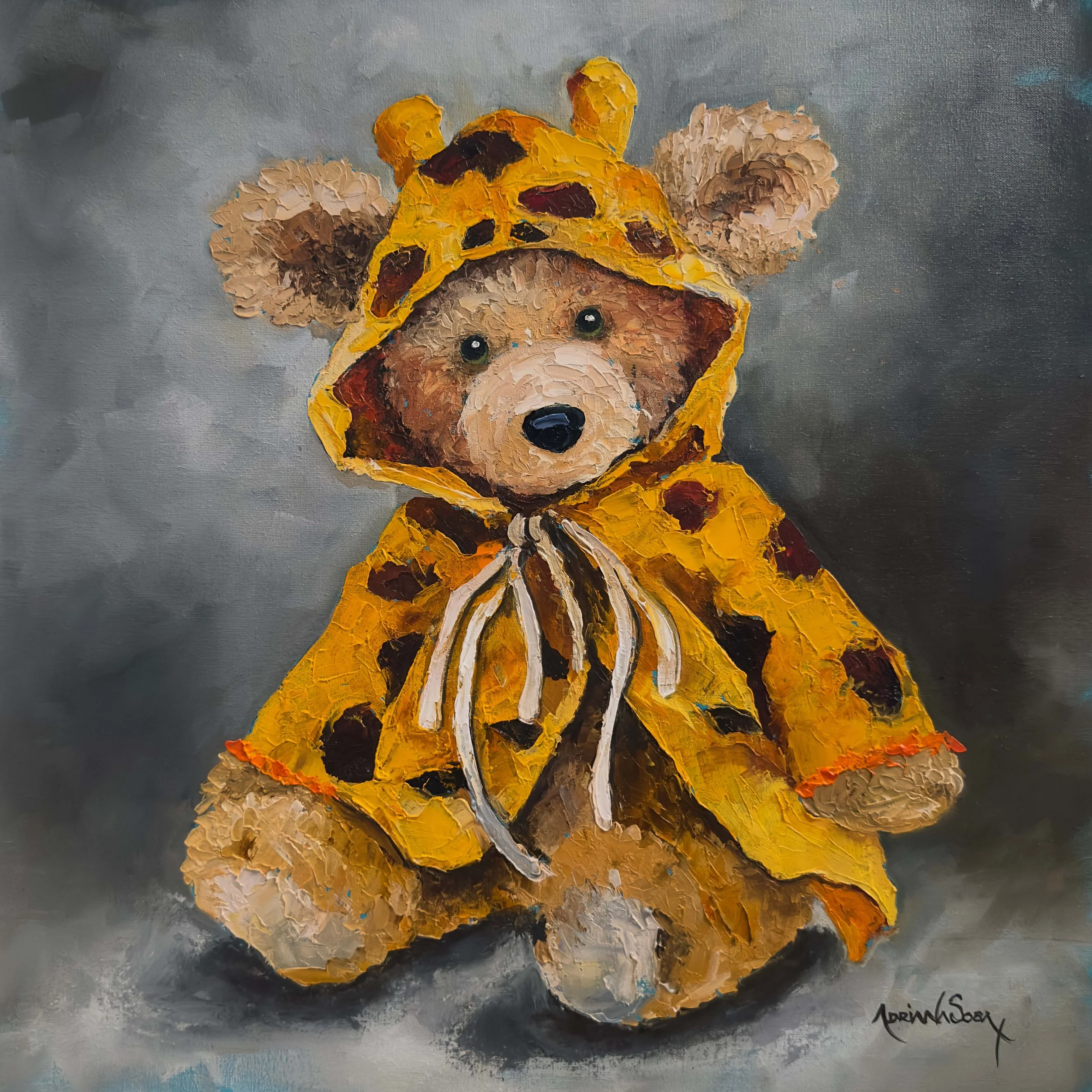 "Safari de algodón". Óleo sobre tela, técnica mixta, 40x40 cm. 