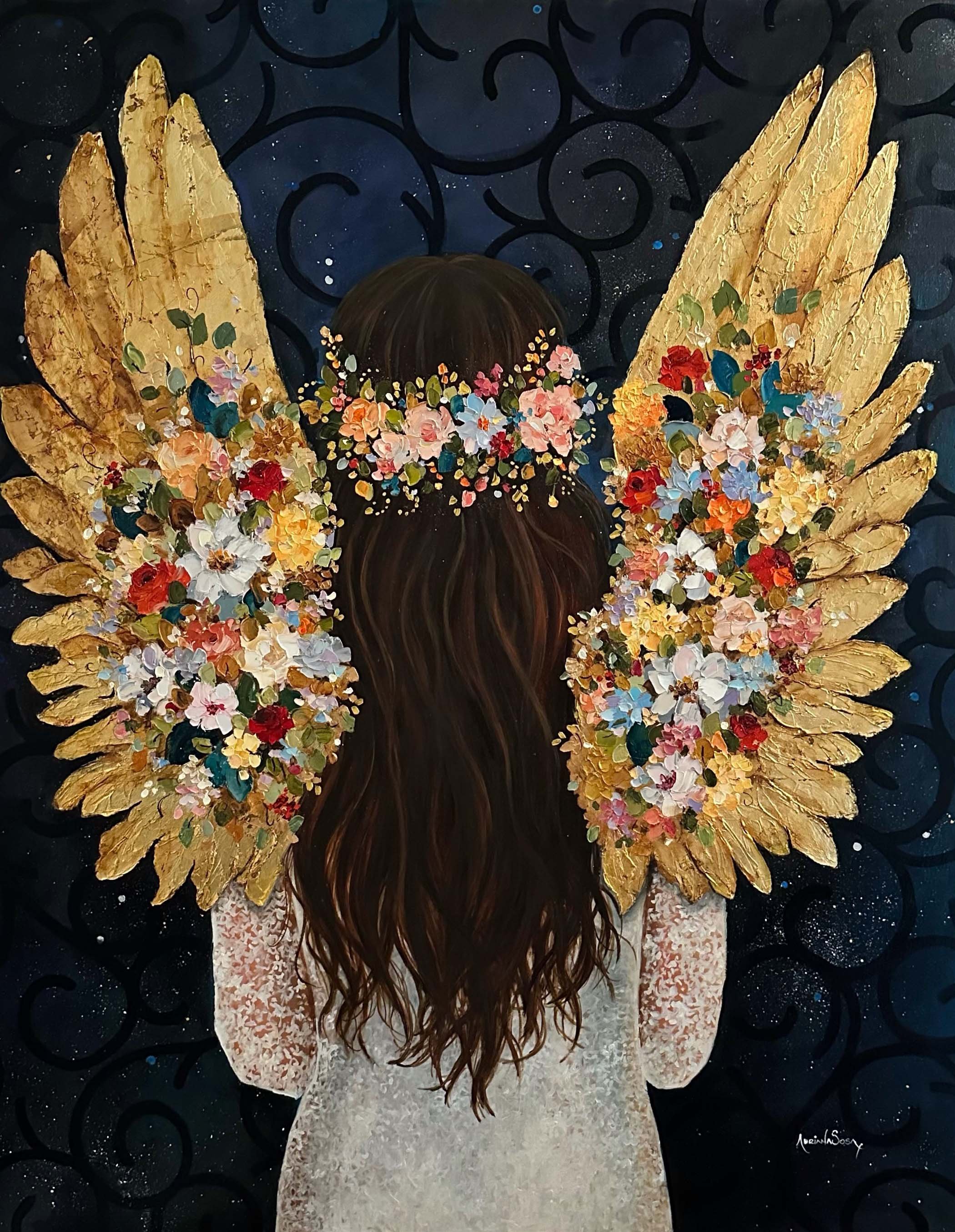 "Cuidando desde la ventana". Óleo sobre tela, técnica mixta, 80x100 cm. 