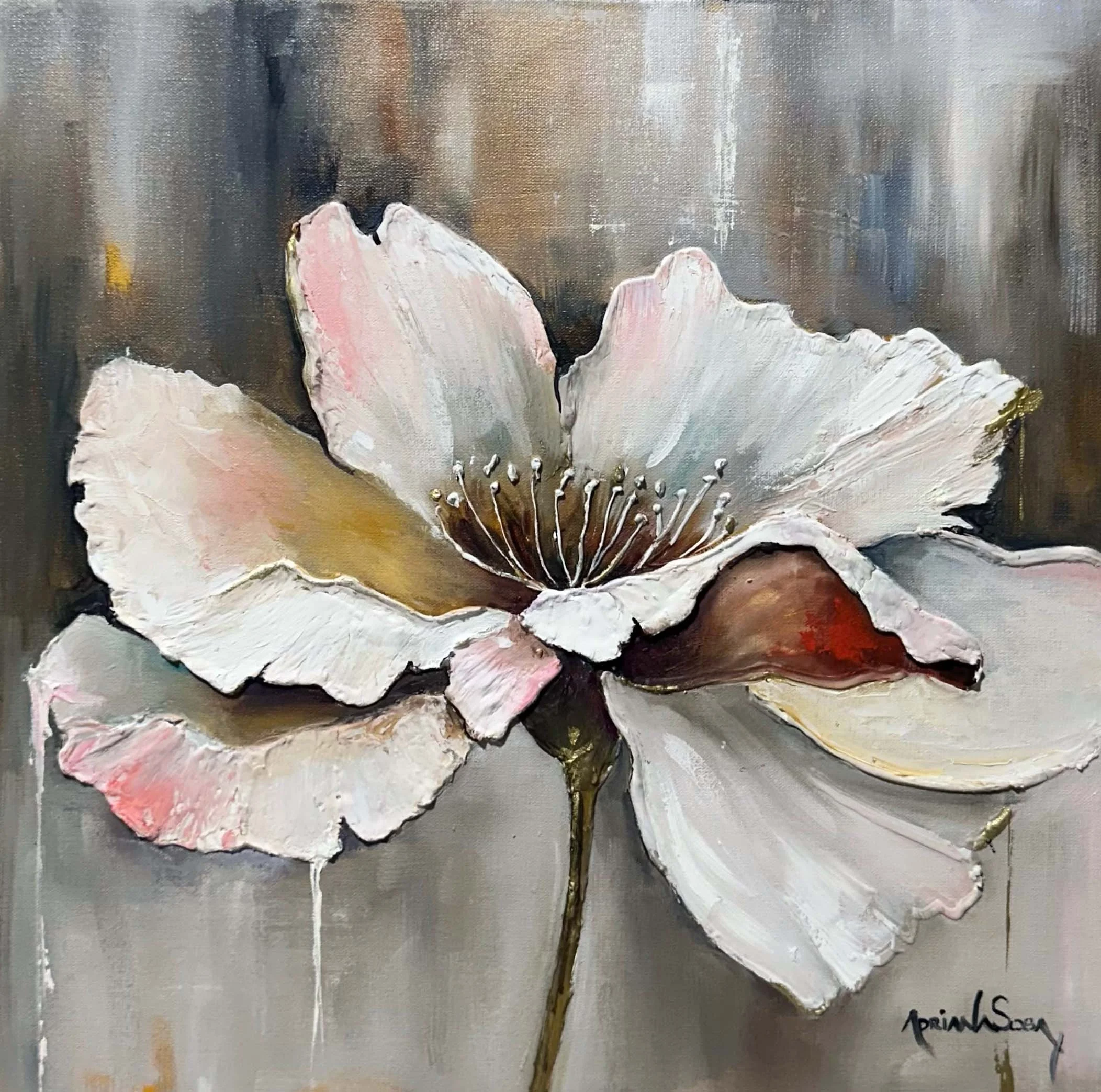 "En solitario". Textura con óleo, 30x30 cm. 