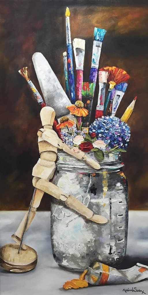 "Amor al arte" Óleo sobre tela 50 x 100 cm.