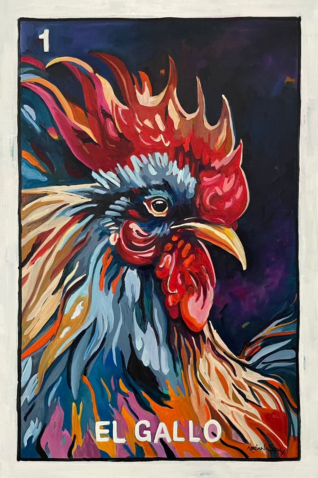 Colección Lotería "El Gallo". Óleo sobre tela 80 x 120 cm.