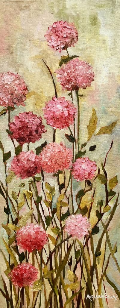 "Dulce jardín". Óleo sobre tela 50 x 20 cm.
