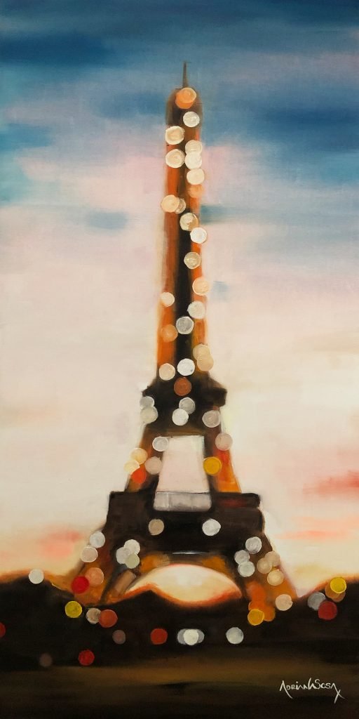 "Ciudad - Paris". Óleo sobre tela 60 x 120 cm.