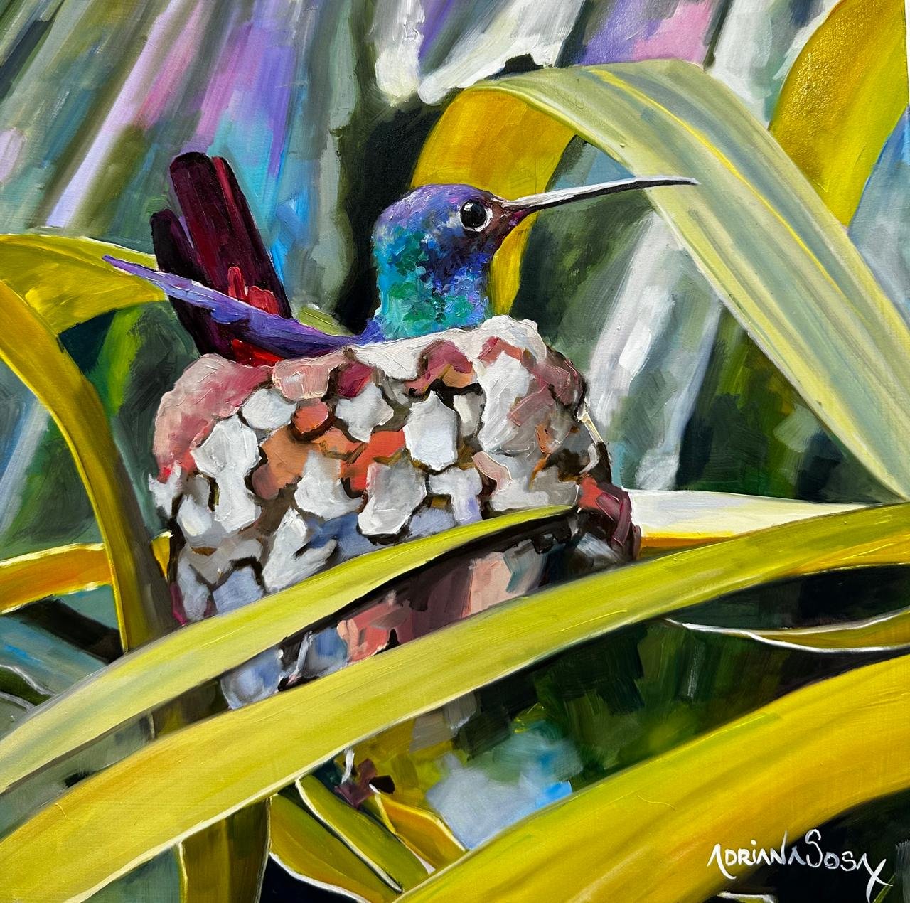 "Dulce espera". Óleo sobre madera 30 x 30 cm.