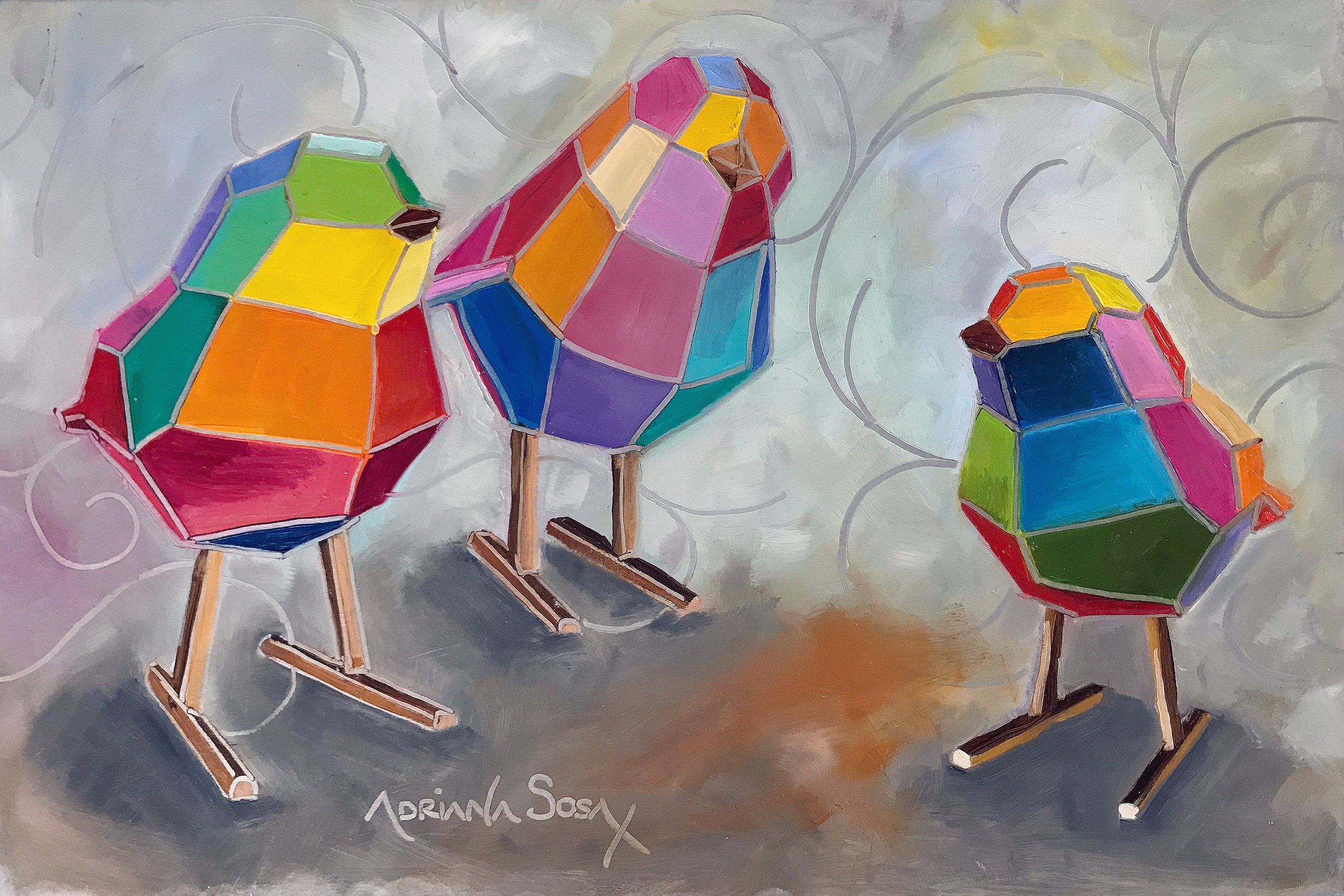 "Charla familiar". Óleo sobre aluminio, 20x30 cm. 