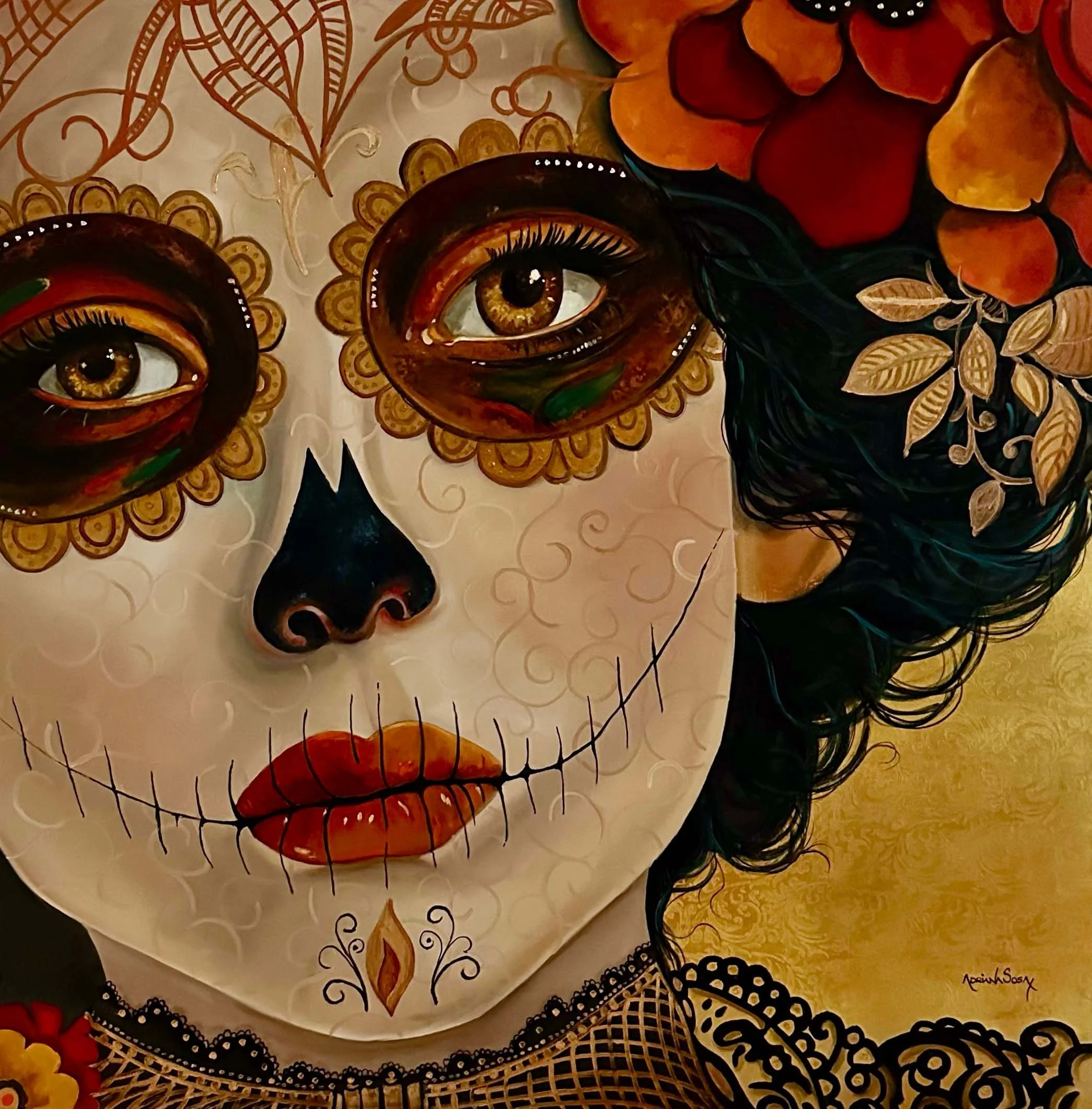 "Catrina". Óleo sobre tela 80x80 cm. 