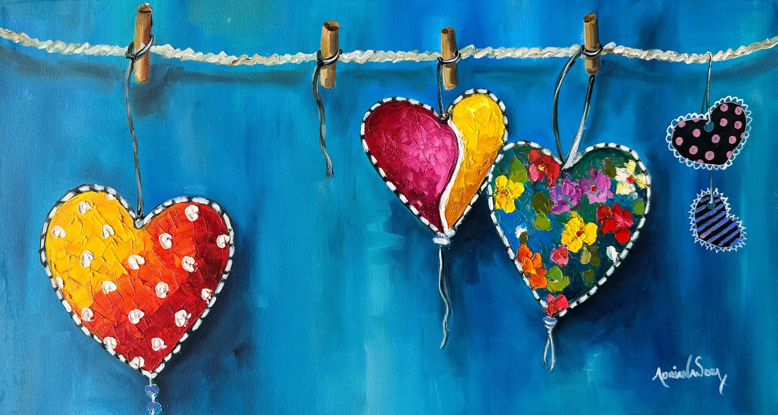 "San Valentín". Óleo sobre tela, técnica mixta, 30x60 cm. 