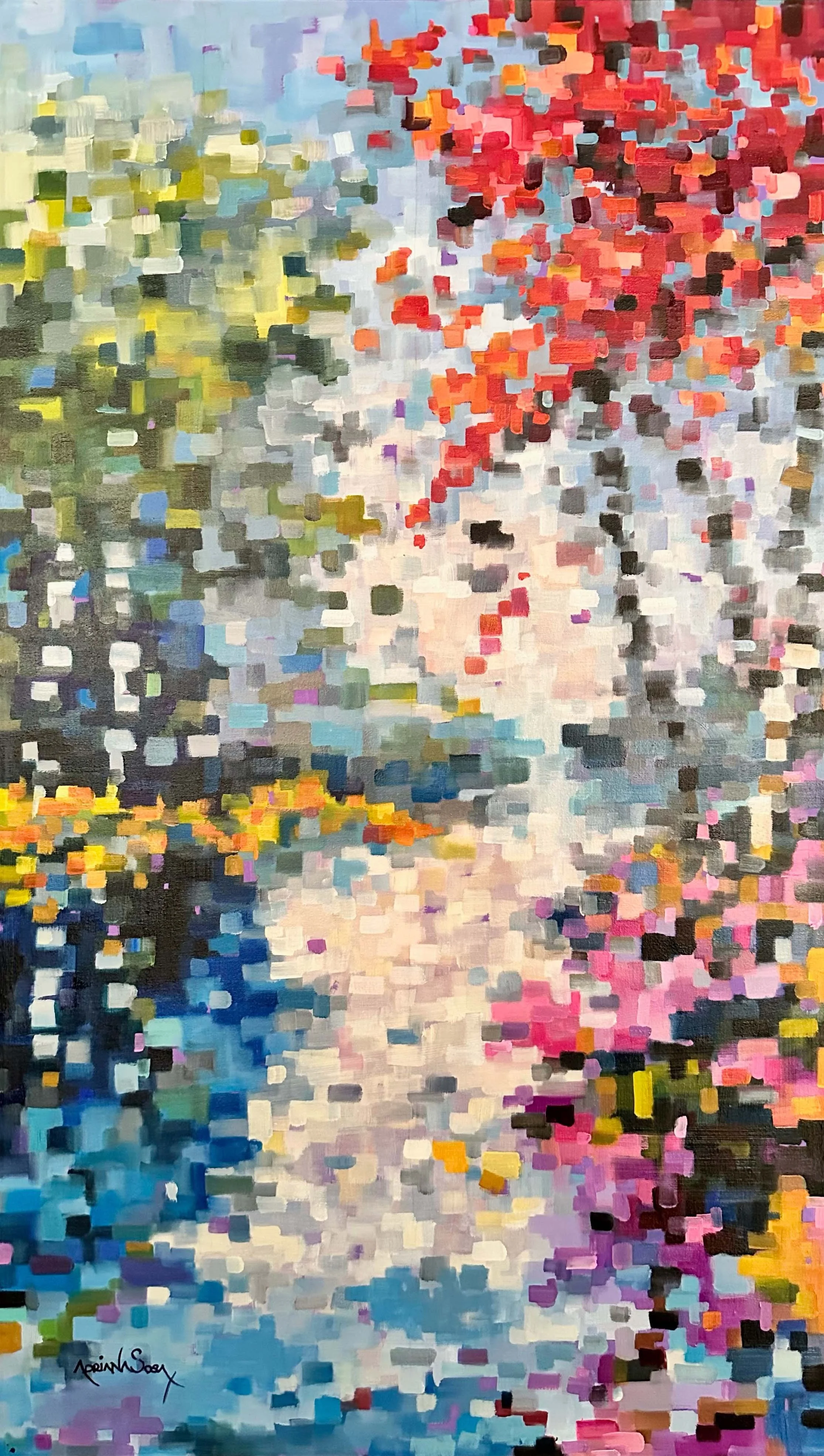 "Observación". Óleo sobre tela, 45x80 cm. 