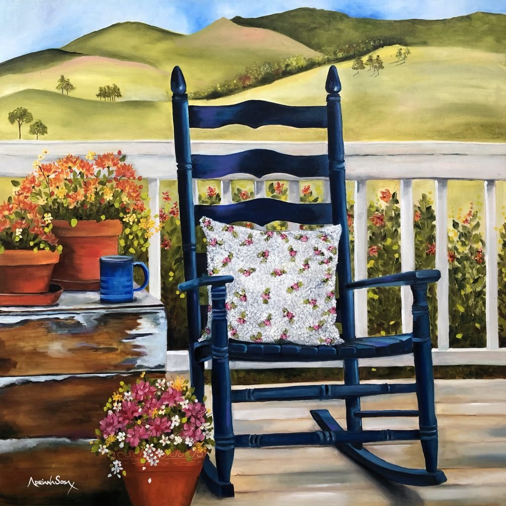 "En la casa de la abuela". Óleo sobre tela 80 x 80 cm.