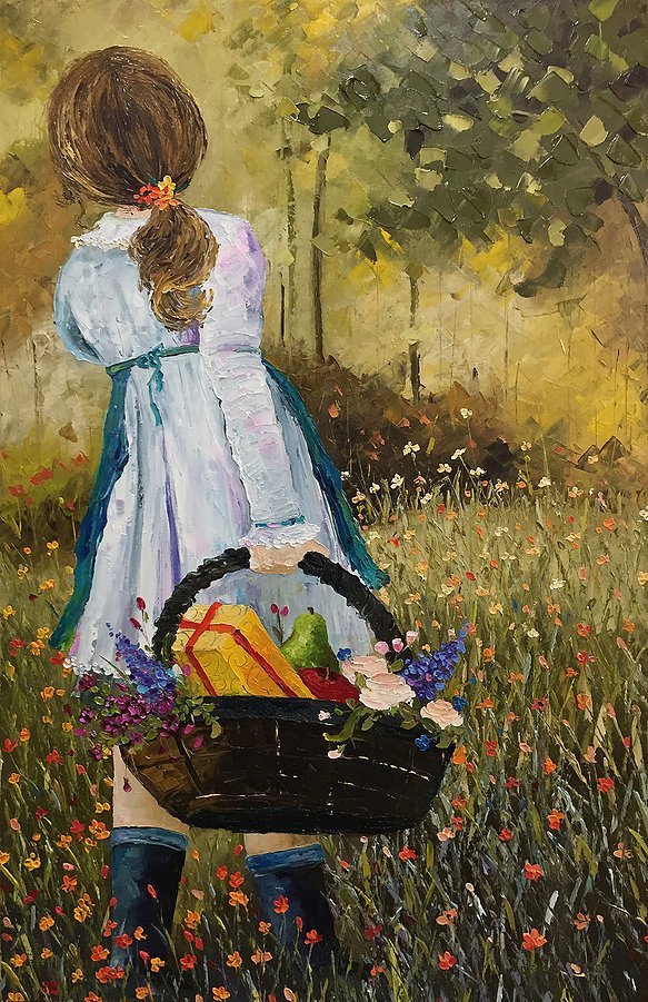 "Caminando por un país maravilloso... inesperado y lleno de color. Óleo sobre tela 50 x 80 cm.