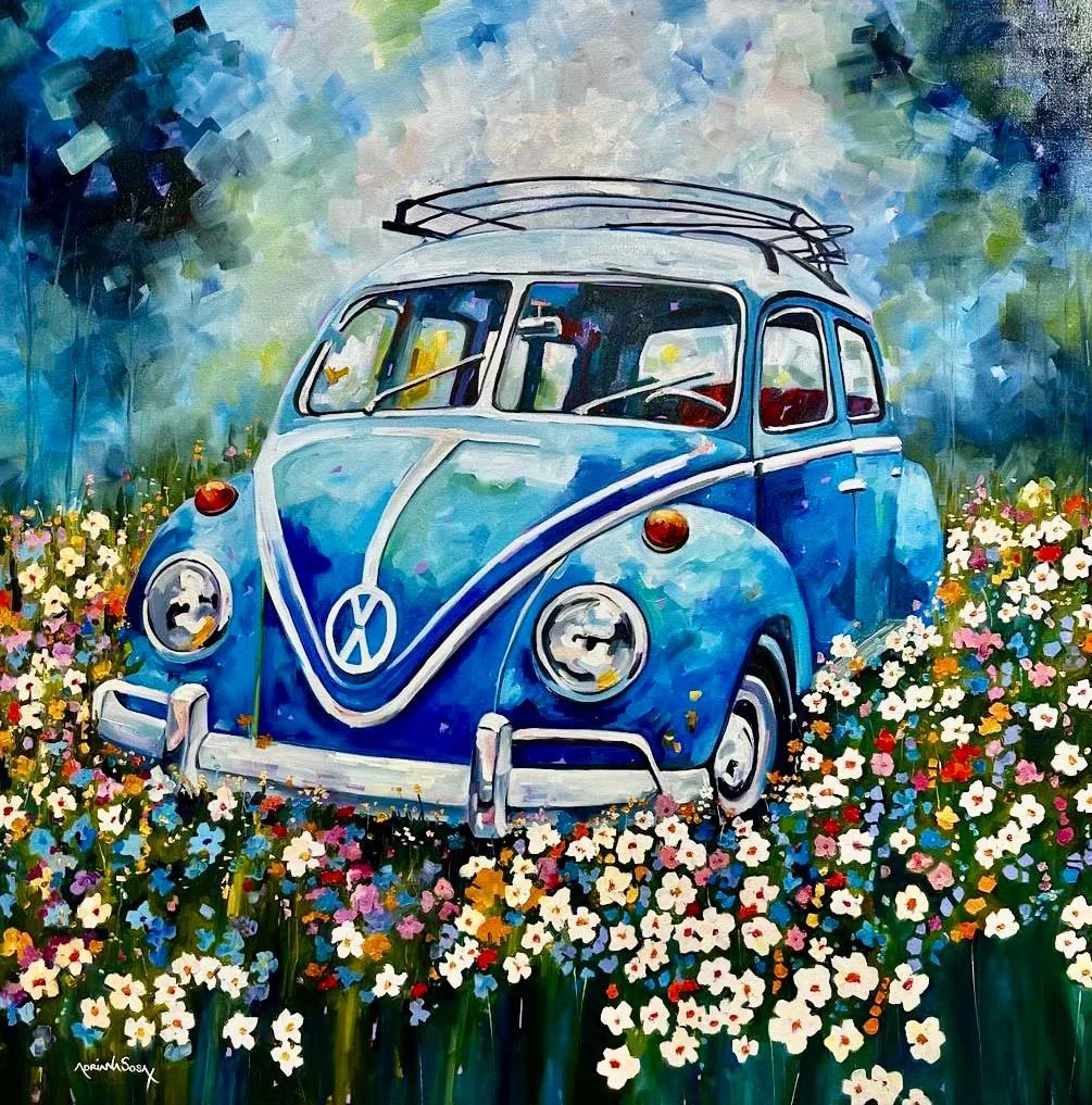 "De paseo". Óleo sobre tela, 100x100 cm.