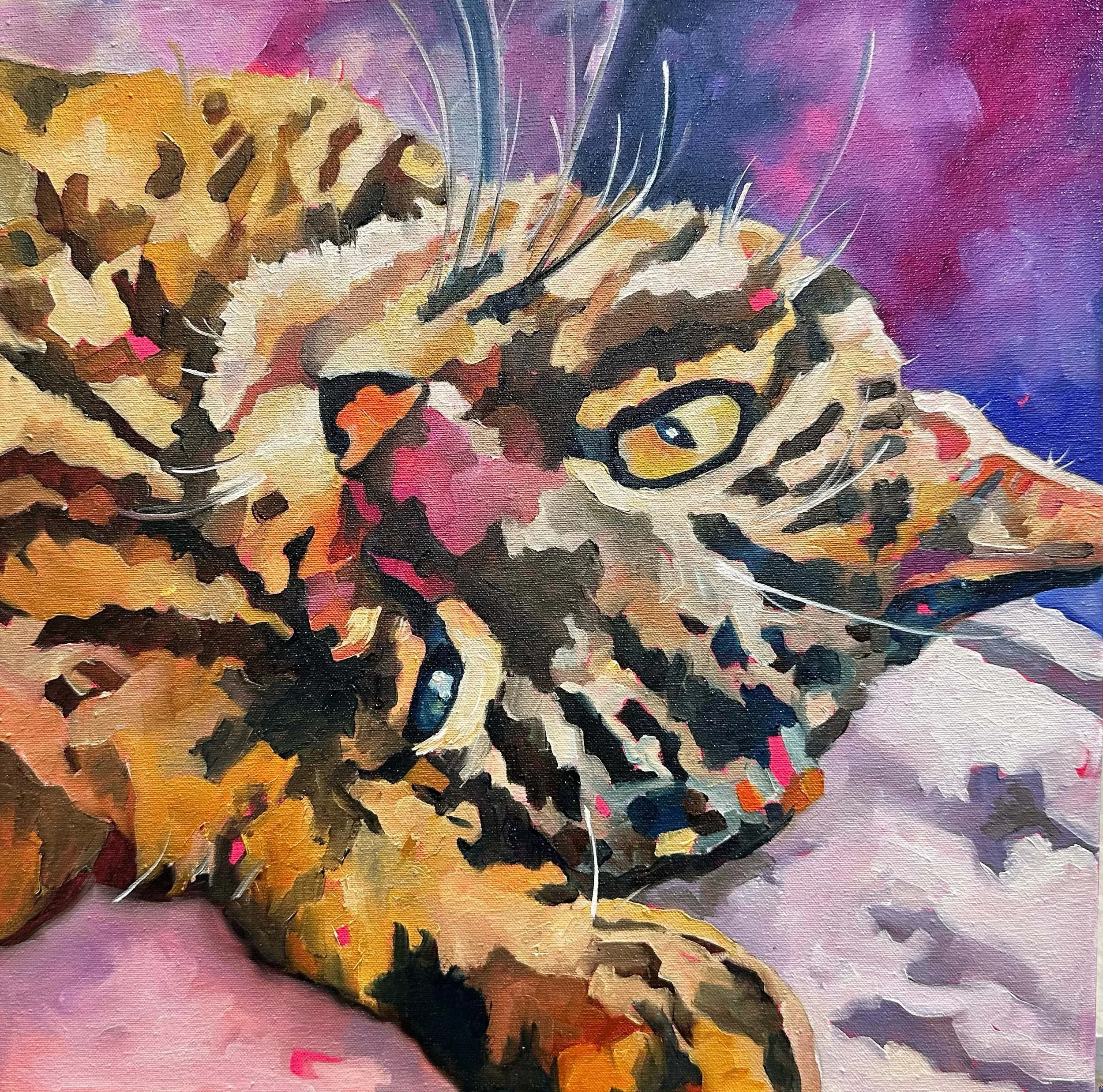 "Descansando". Óleo sobre tela, 30x30 cm. 