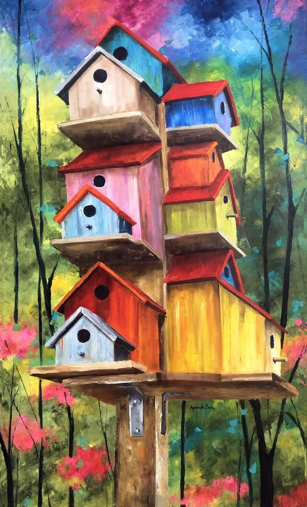 "Residencial del Bosque" Óleo sobre tela 70 x 120 cm.