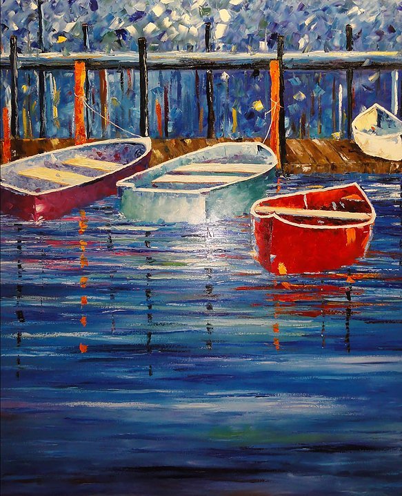 "El Viaje". Óleo sobre tela, técnica espátula 100 x 120 cm.