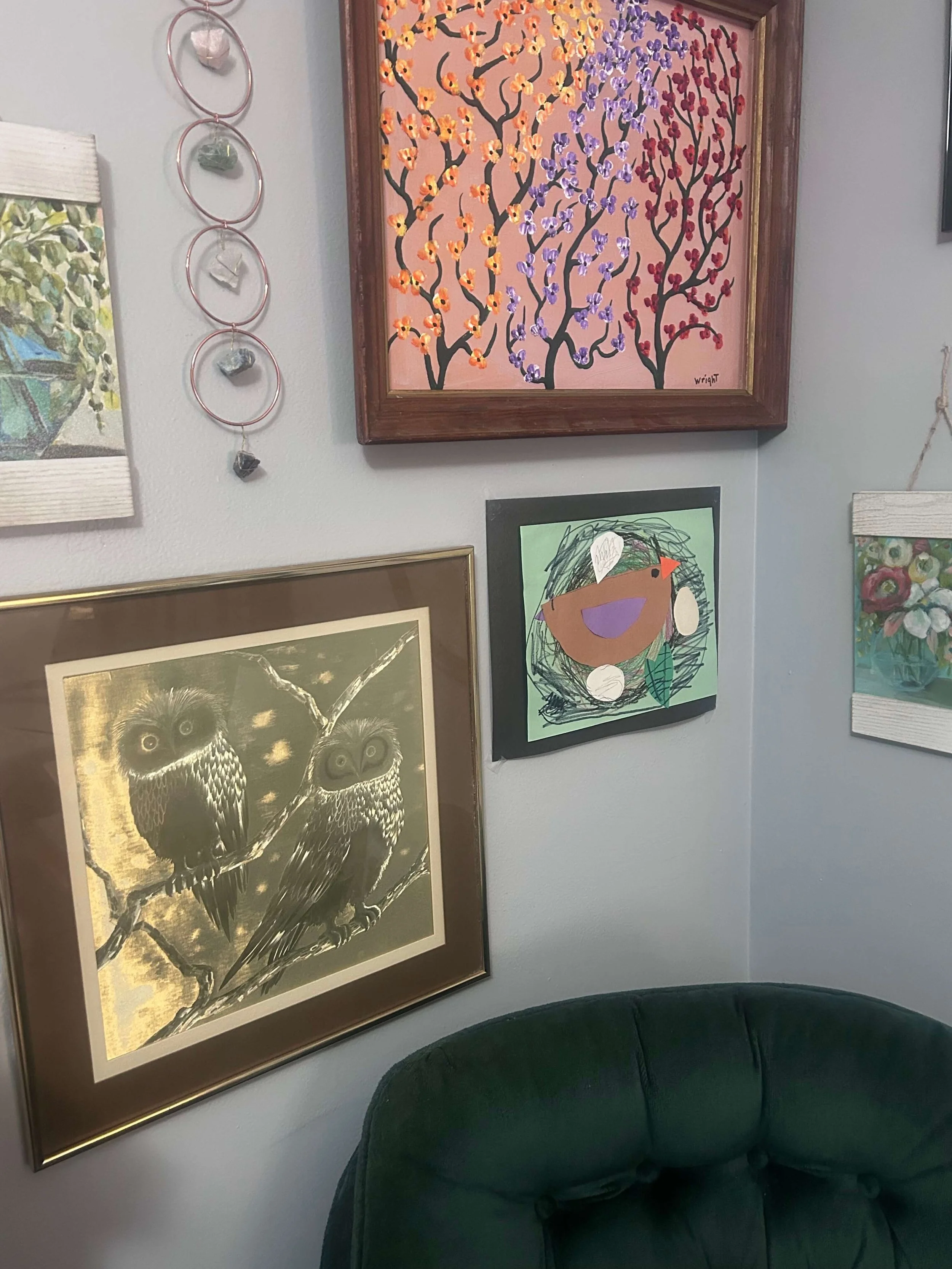 Photo of gallery wall in virtual office space in Youngstown Ohio