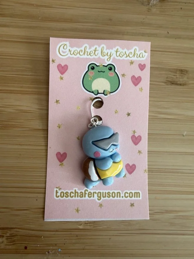 Squirtle with Glasses Pokemon Resin Stitch Marker