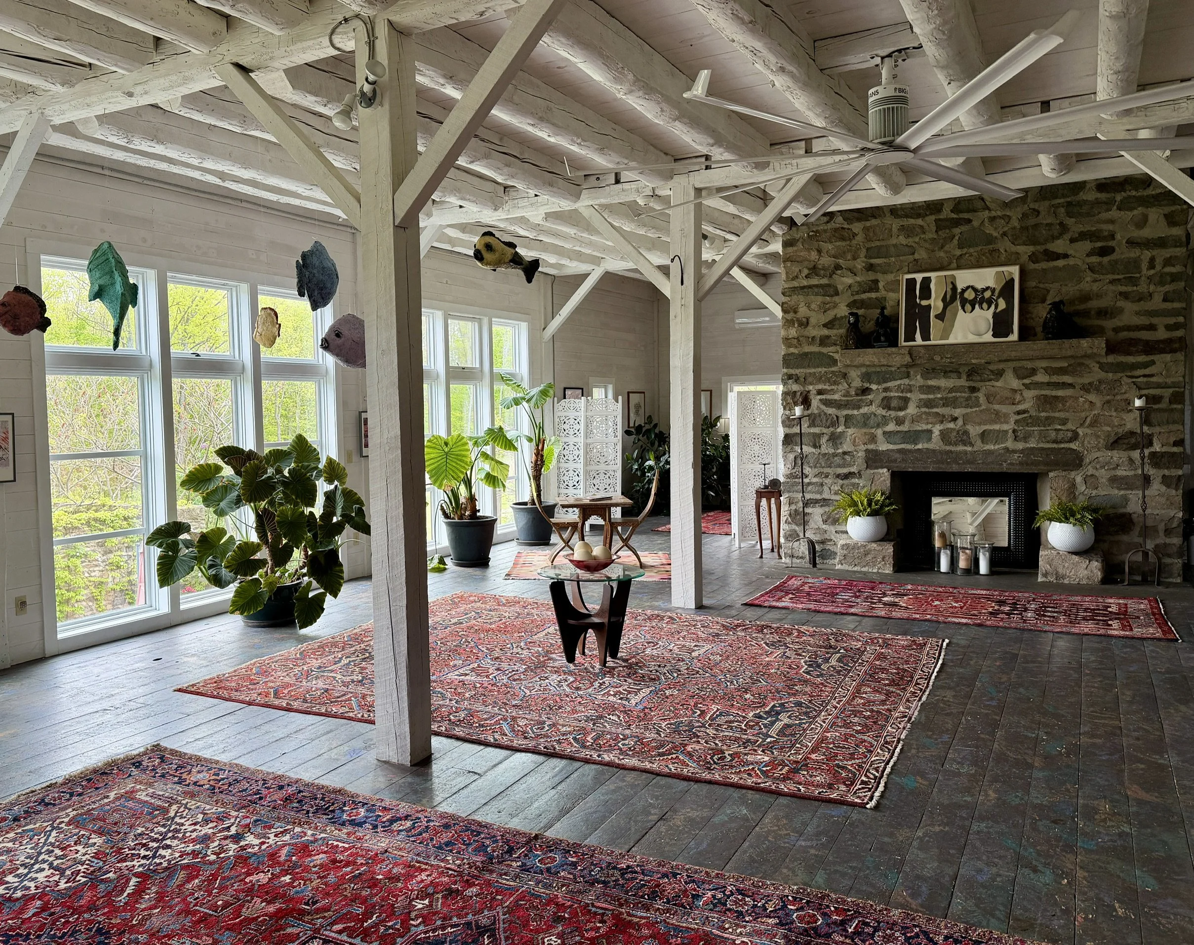 Inside the Treman Center_Open floor with fireplace