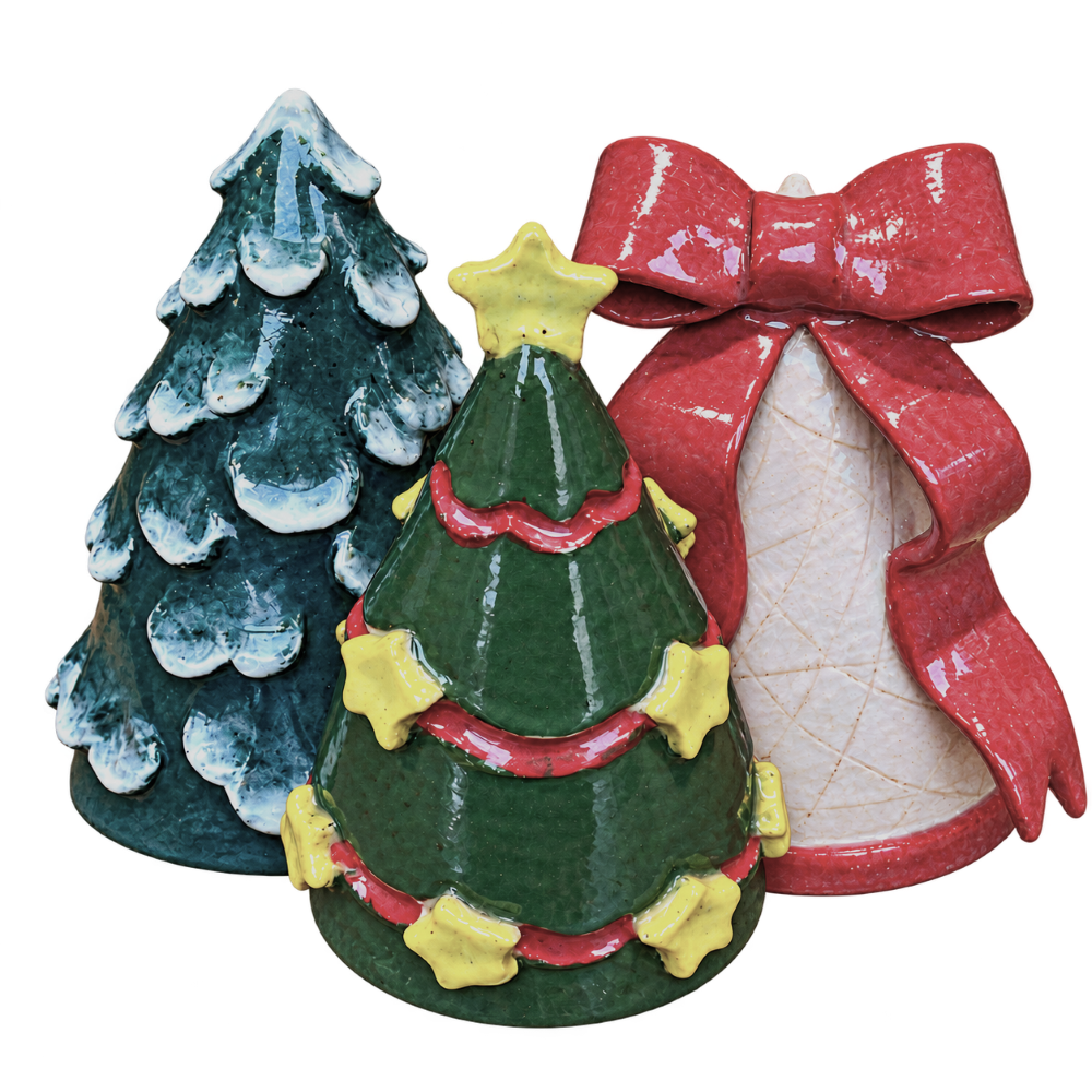 3 ceramic christmas trees