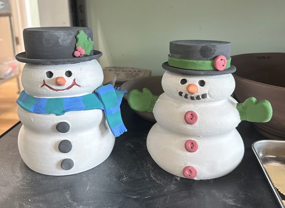 2 ceramic snowmen