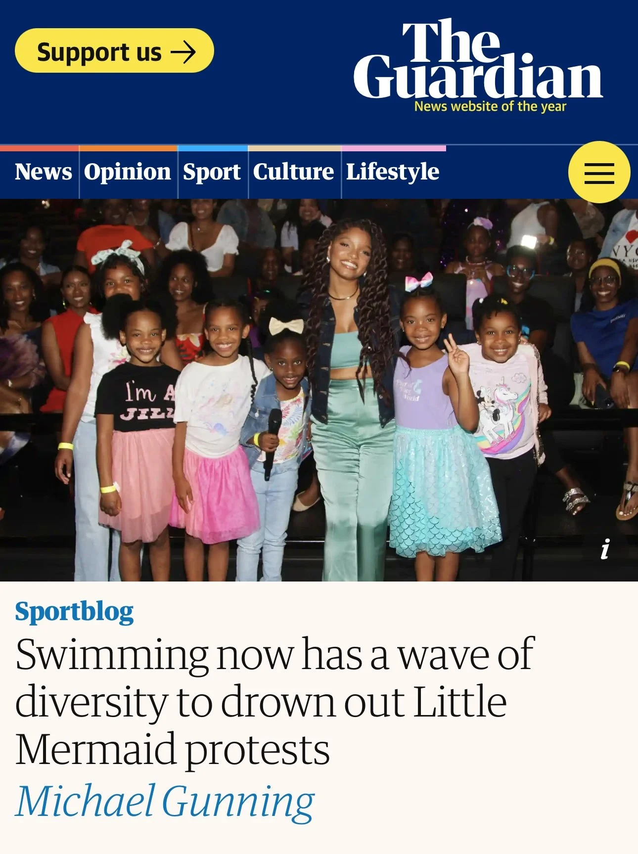 Disney's Little Mermaid / Michael Gunning writes for the Guardian Swimming now has a wave of diversity to drown out Little Mermaid Protests