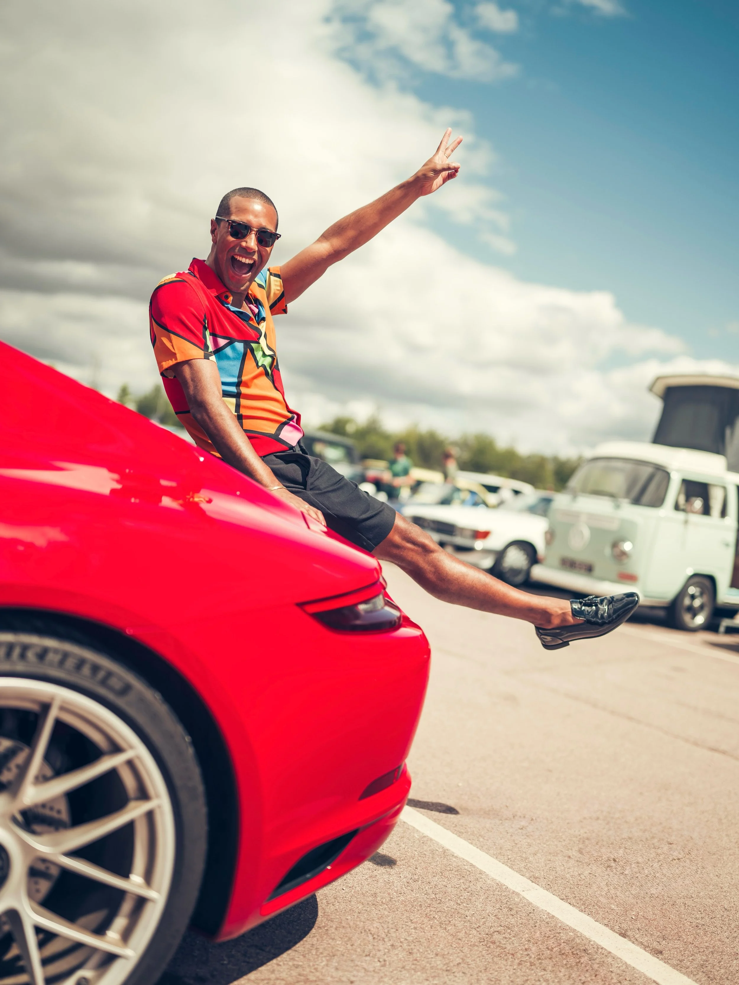 What a summer it&rsquo;s been so far&hellip; Always wanted to lie on a Porsche! 🏎️🏁✌🏽 x