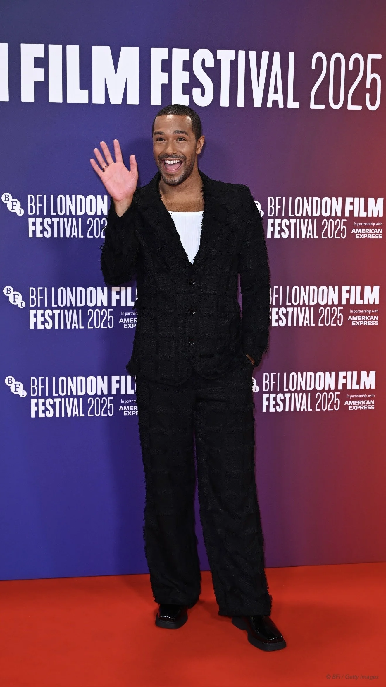 Michael Gunning  attends the 2025 BFI London Film Festival 2025 on the red carpet at Pillion Gala Night in partnership with American Express.