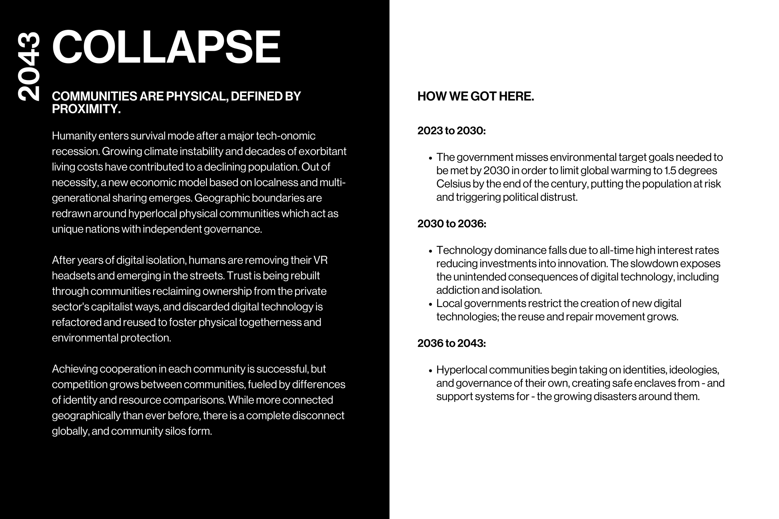A scenario description for a world of collapse.