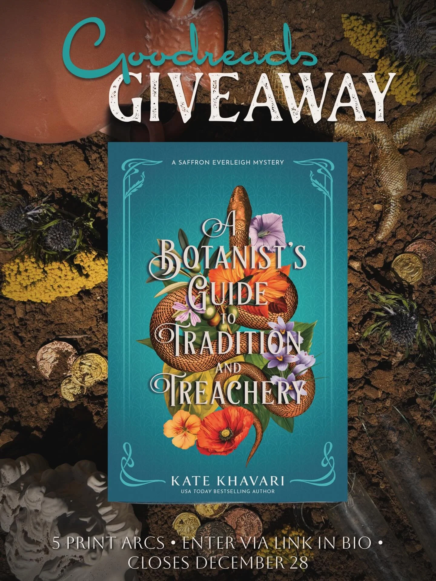 Win a print ARC of A BOTANIST&rsquo;S GUIDE TO TRADITION AND TREACHERY, Saffron Everleigh Mystery 5!

It&rsquo;s about to be a very Saffron Christmas (and an Alexander New Year?) because you have the chance to win one of five print copies of the fift