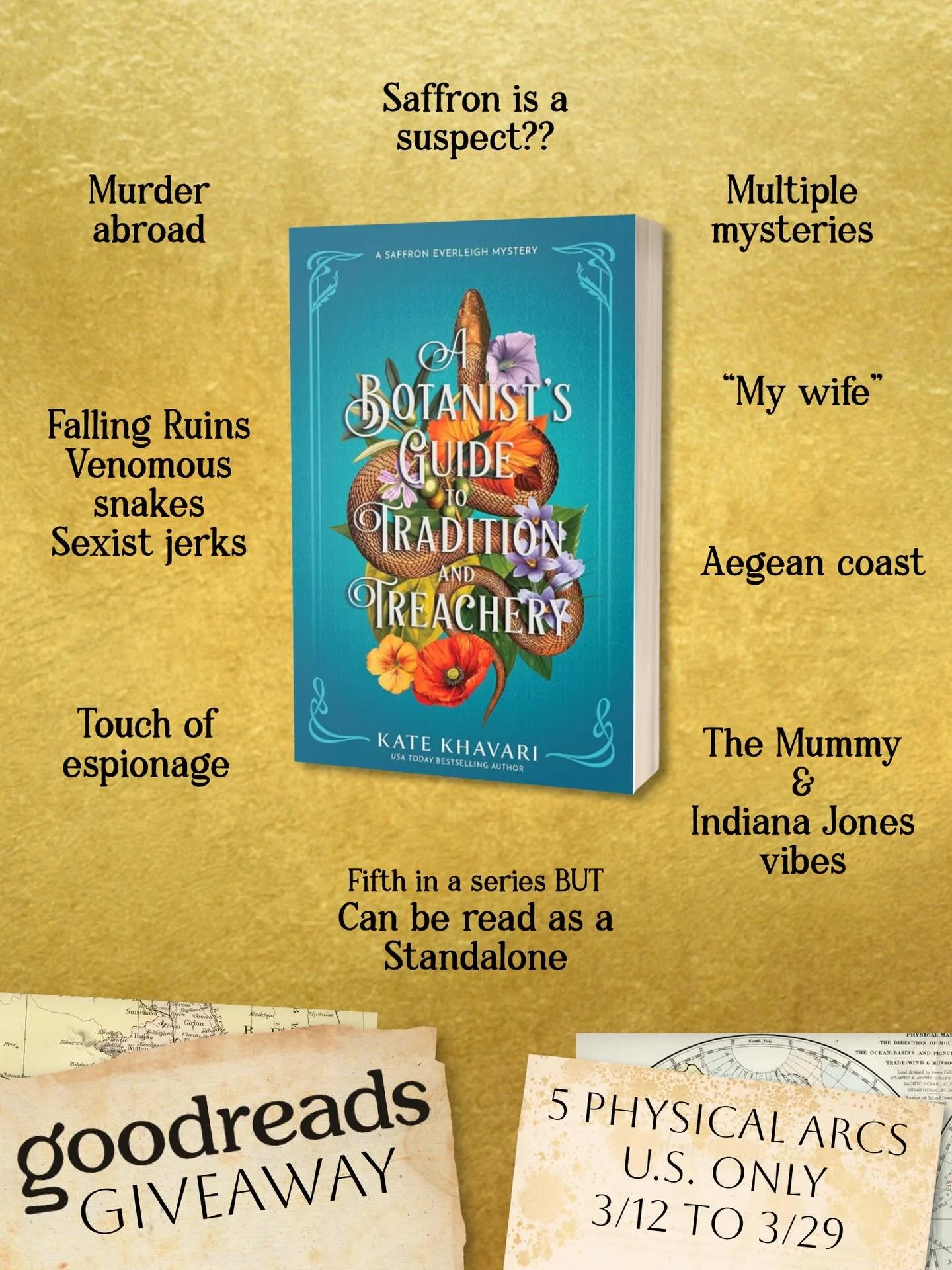 🔔🔔🔔 Giveaway! 🔔🔔🔔

Head over to @goodreads to enter to win a physical ARC of A Botanist&rsquo;s Guide to Tradition and Treachery, the fifth Saffron Everleigh Mystery. 

Even if you haven&rsquo;t read Saffron&rsquo;s previous adventures, you can