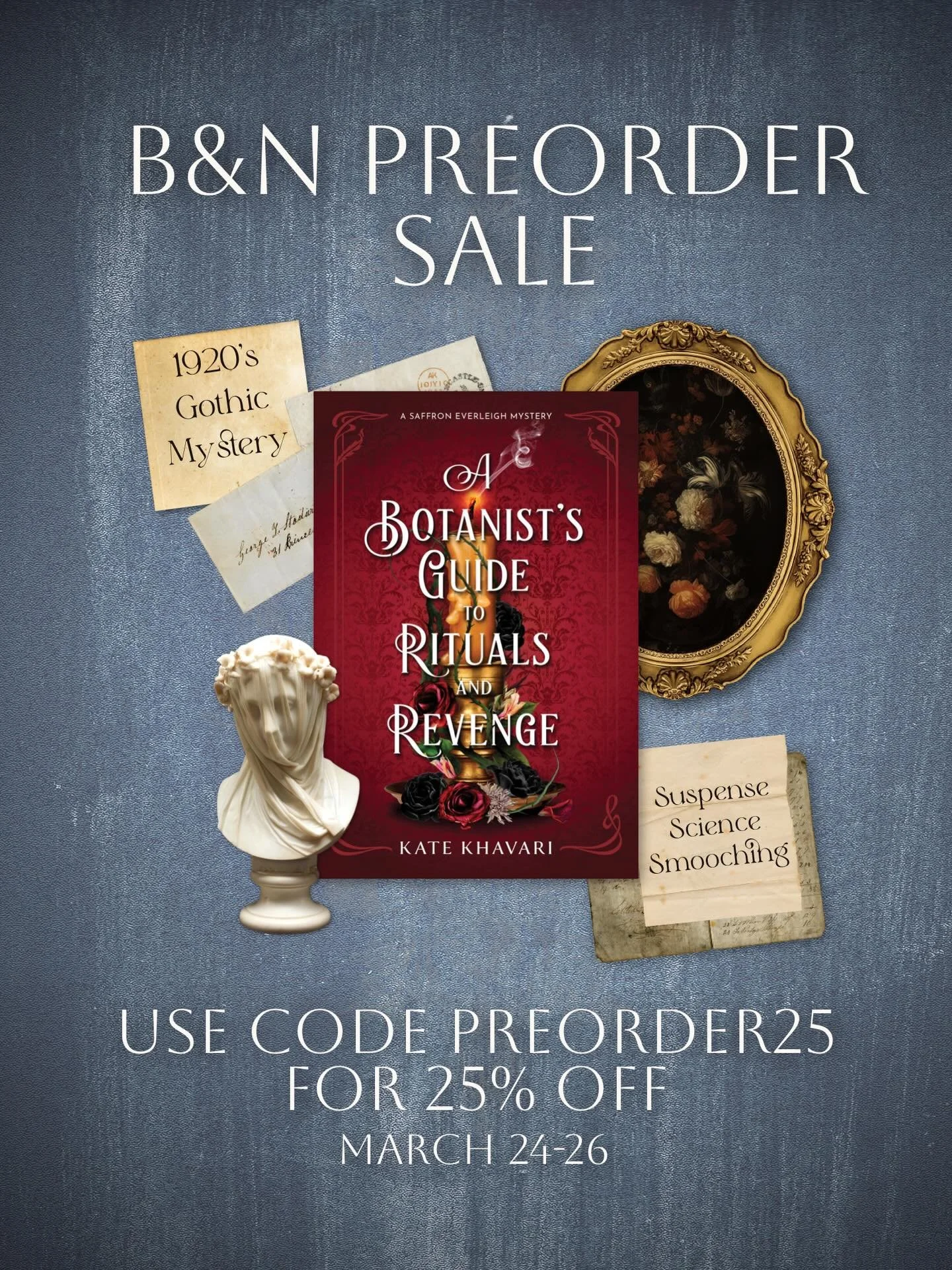 Get 25% off A Botanist&rsquo;s Guide to Rituals and Revenge, a romp of a 1920&rsquo;s mystery set in the gloomy English countryside. Botanist Saffron Everleigh is pitted against an anarchist dealing in secrets and a fraudster psychic when her family&