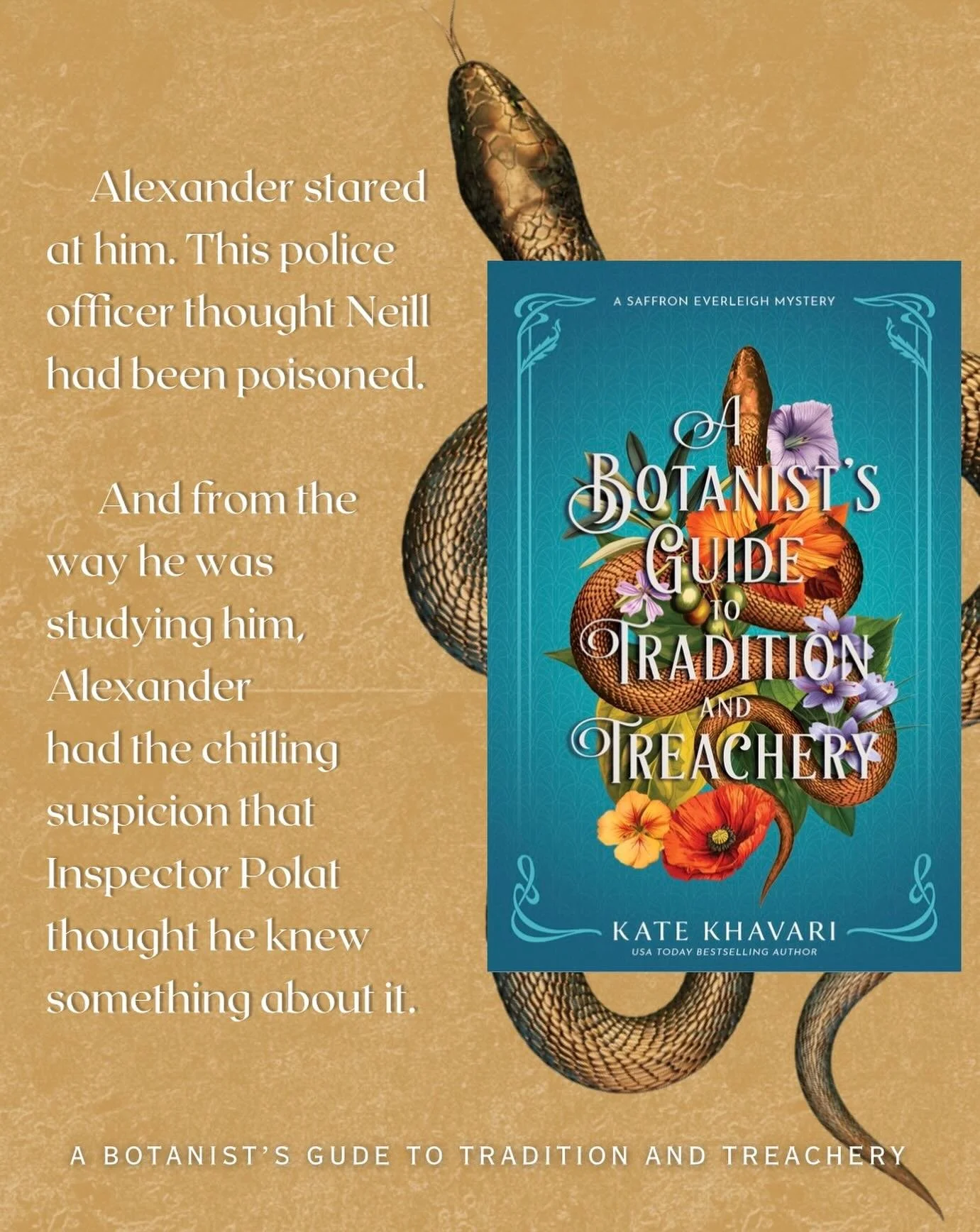 A Botanist&rsquo;s Guide to Tradition and Treachery is officially less than 50 days away!

🐍🐍🐍🐍🐍

Saffron Everleigh is newly engaged and full of optimism as she sets off on the adventure of a lifetime for any scientist: a research expedition. Sh