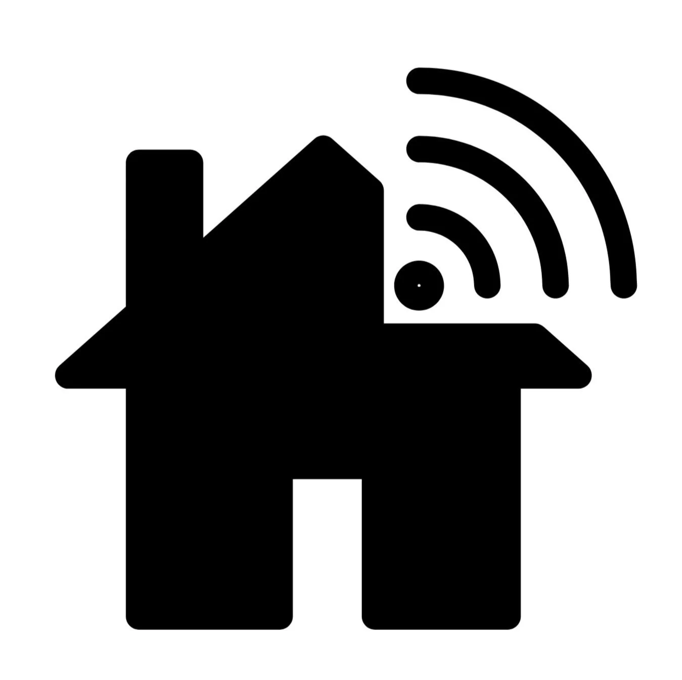 Silhouette of a house with Wi-Fi signal icon