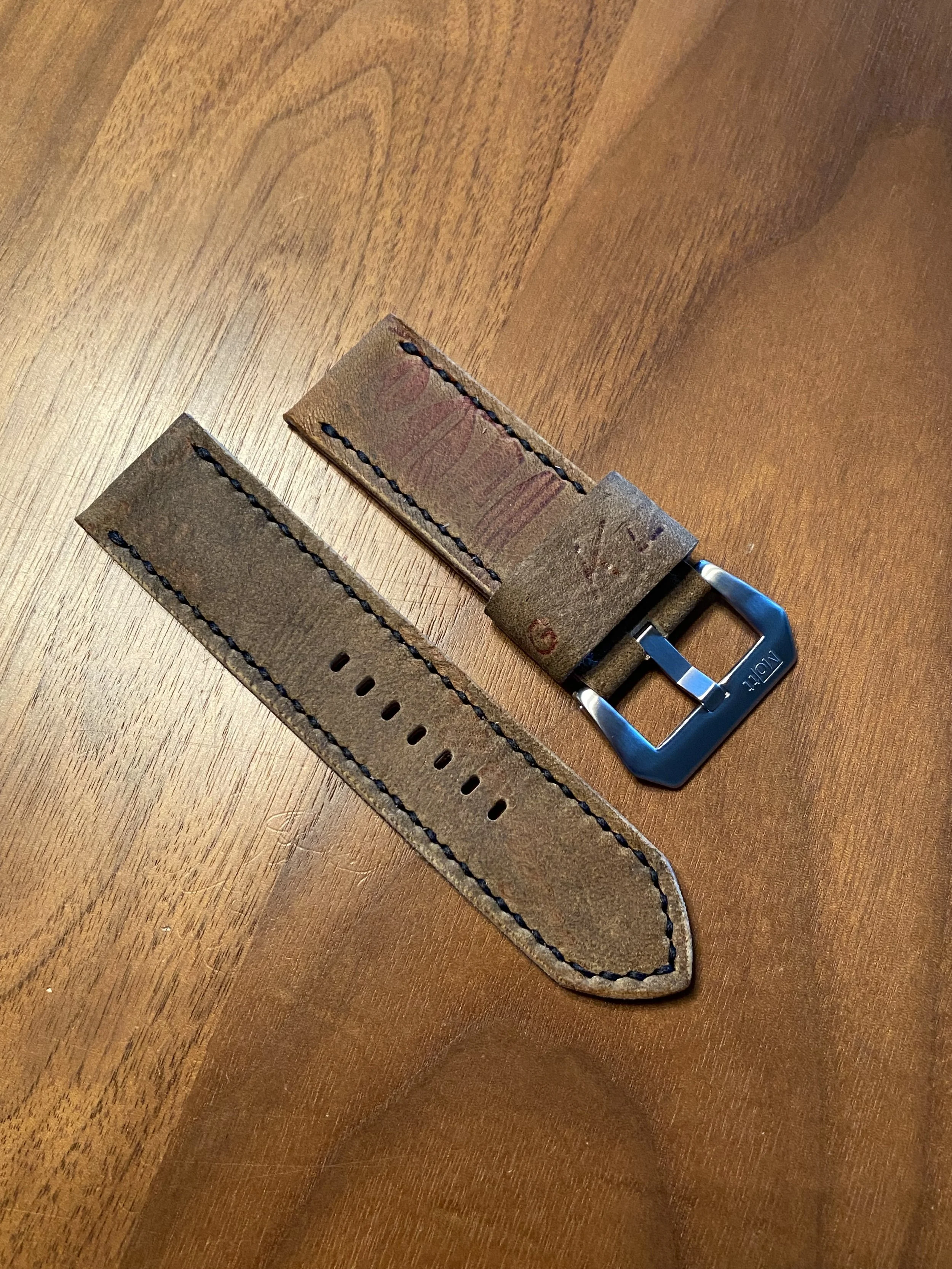 26mm Big Klu No Logo Handmade Baseball Glove Watch Strap Reds Panerai 74/125