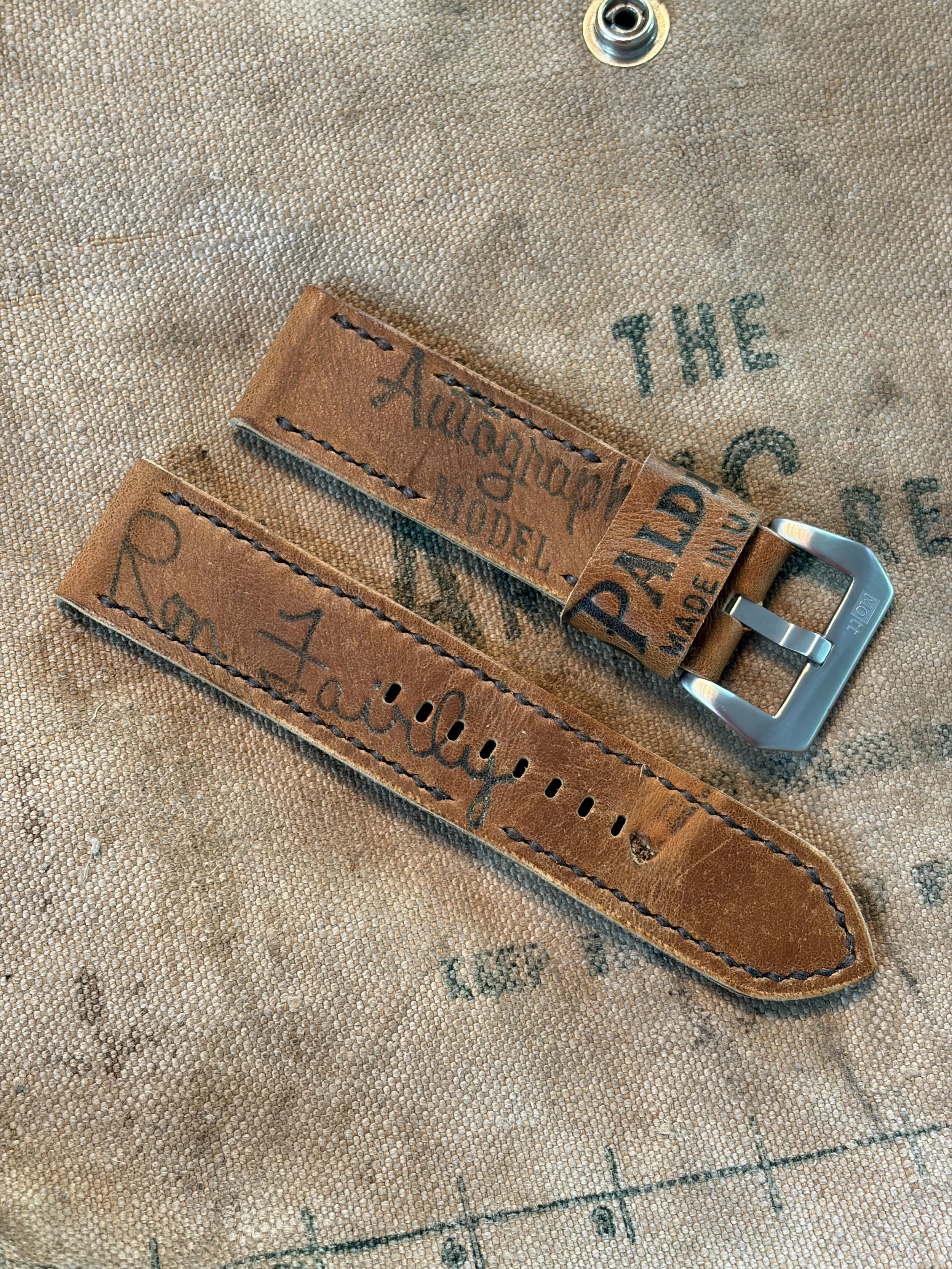 26mm Ron Fairly Handmade Baseball Glove Watch Strap Mariners Panerai 91/143