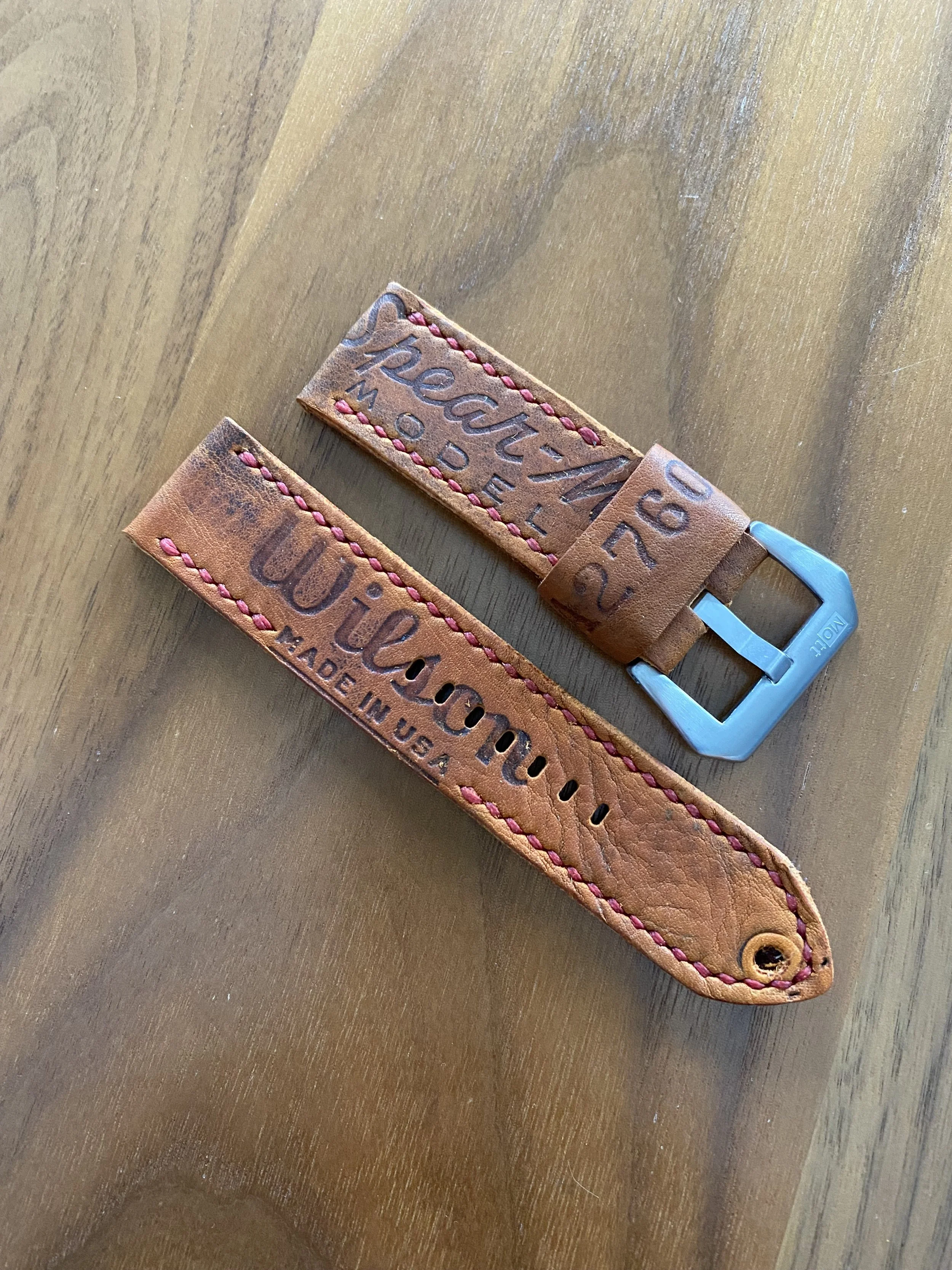 24mm Wilson Made in USA Spear-M Handmade Baseball Glove Watch Strap Panerai 75/125