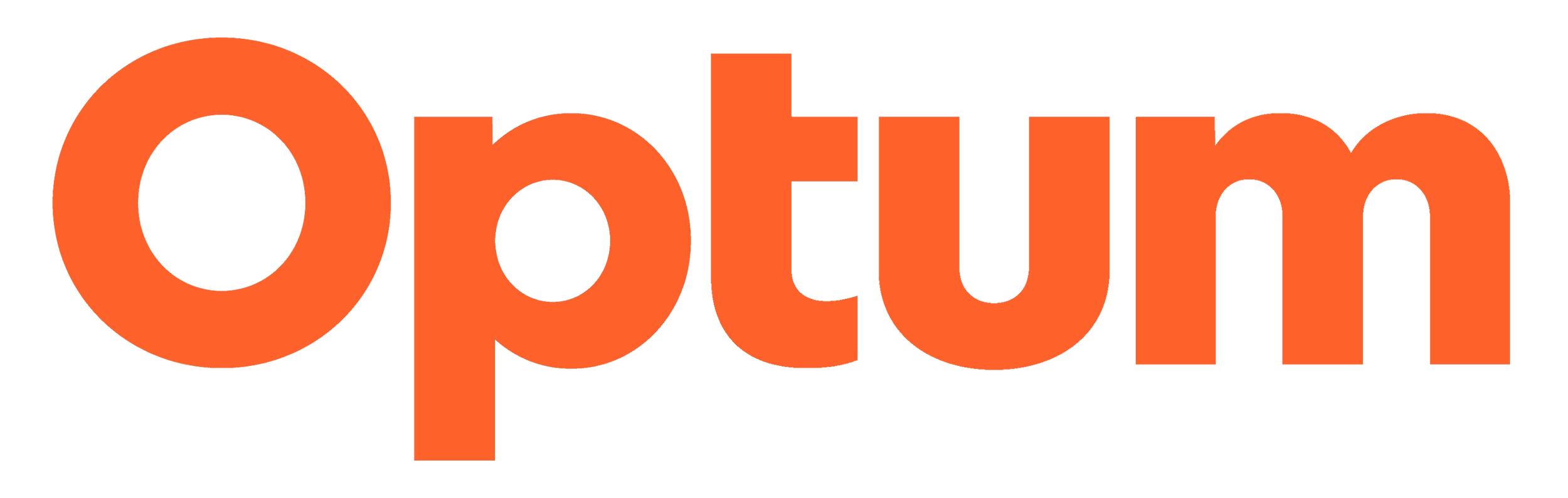 Optum logo in orange text on a black background.