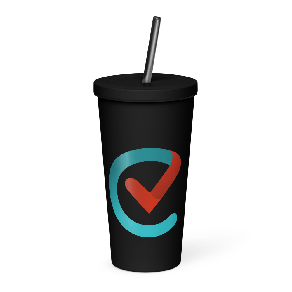 Insulated tumbler with a straw